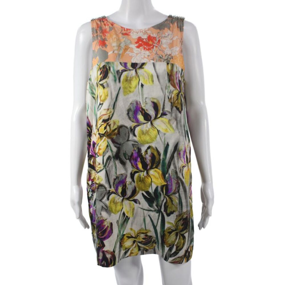 Dries Van Noten Women Shift Dress Multicolor Silk Sleeveless Size 38